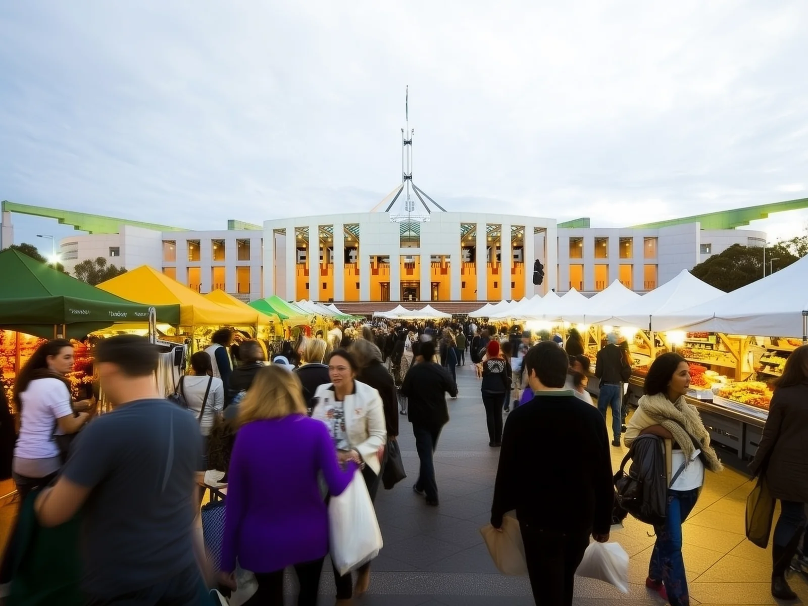 Farmers markets in Canberra in front of parliament house