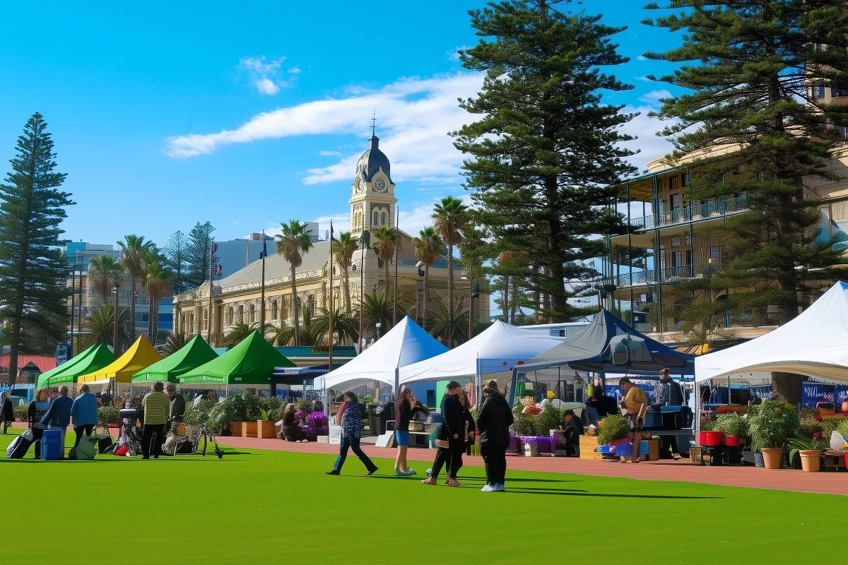 Farmers market in Adelaide on the Glenelg foreshore